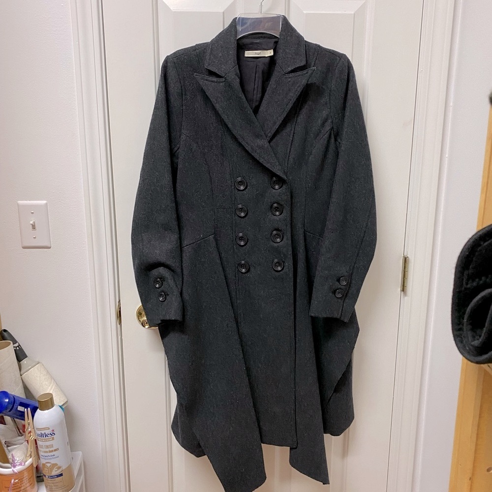 Wool Blend Pleated Peacoat